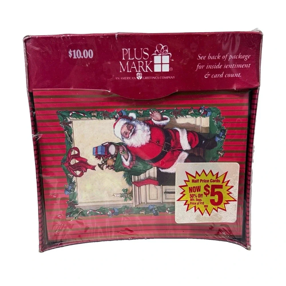 Vintage Plus Mark Christmas Cards Boxed Sealed 20 Count Traditional Santa Claus